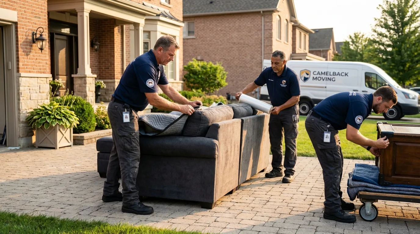Large estate moving crew wrapping furniture in Luling, LA